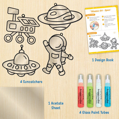 DIY Space Glass Painting Kit for Kids – Window Art Craft Set with Suncatchers, Glass Paint Tubes, Stickers & Acetate Sheet Shop Sentosa