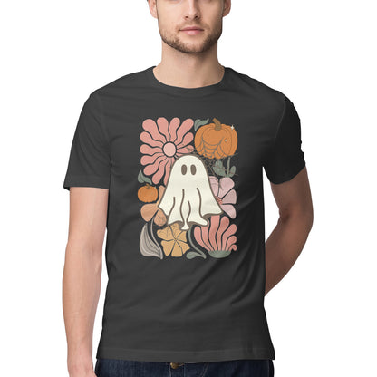 Boho Floral Ghost T-Shirt Black Printrove