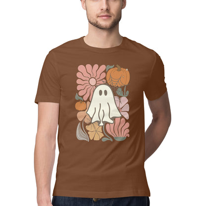 Boho Floral Ghost T-Shirt Coffee Brown Printrove