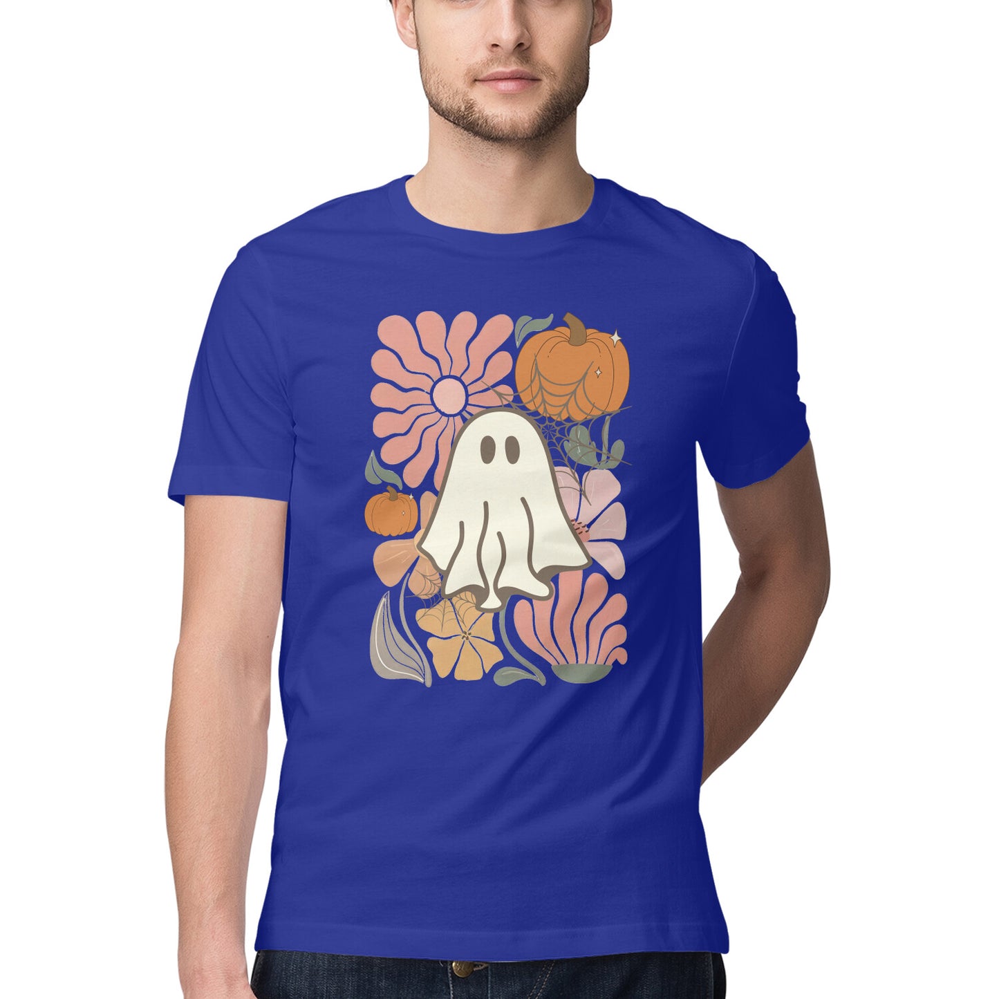Boho Floral Ghost T-Shirt Royal Blue Printrove