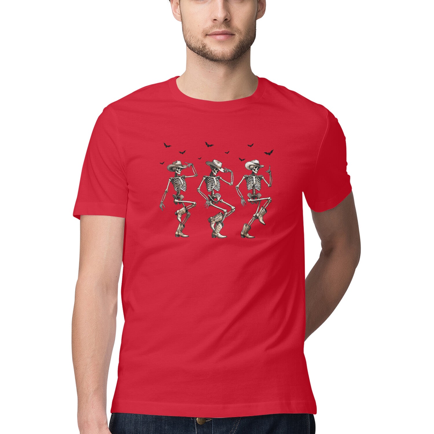 Cowboy Skeletons Dance T-Shirt Red Printrove