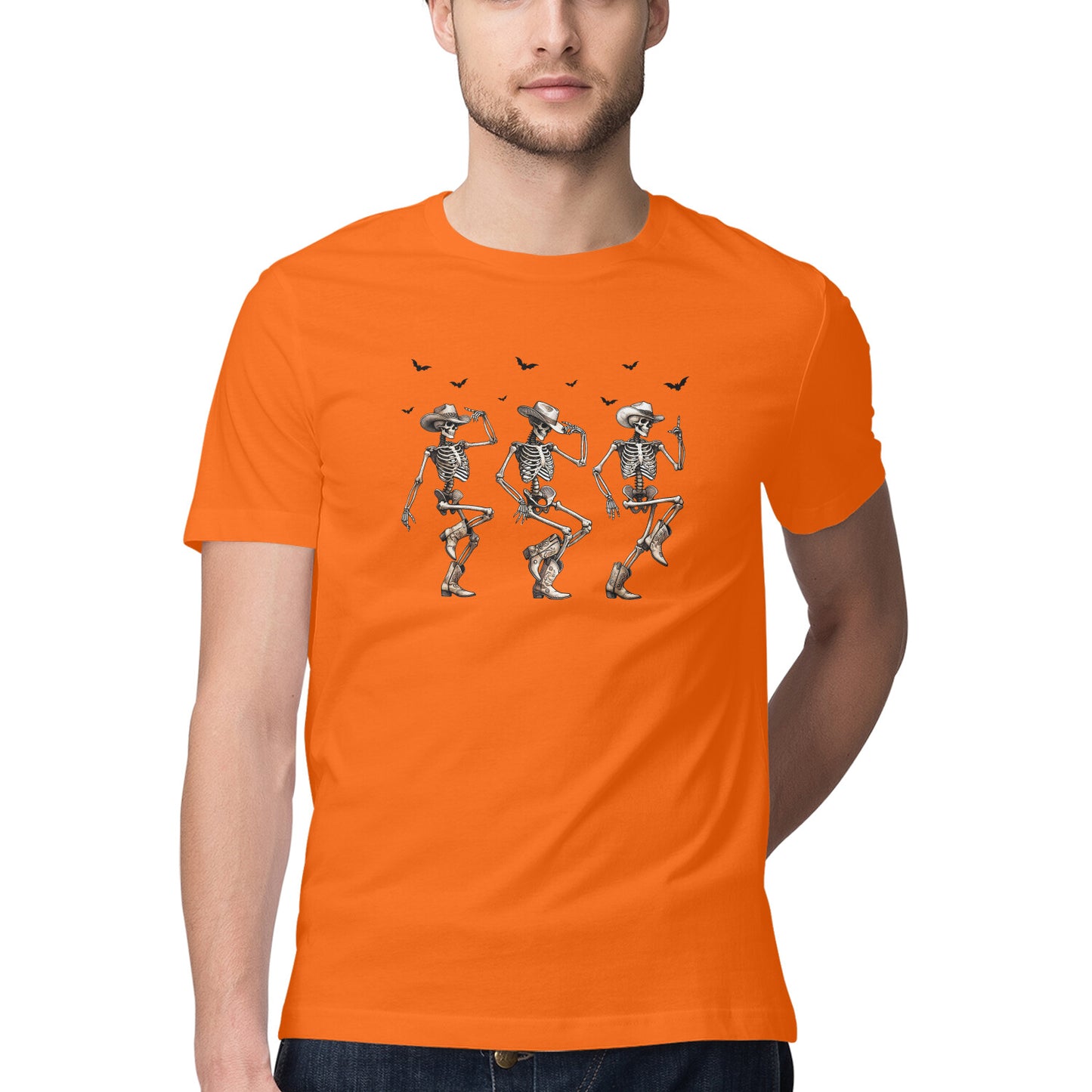 Cowboy Skeletons Dance T-Shirt Orange Printrove