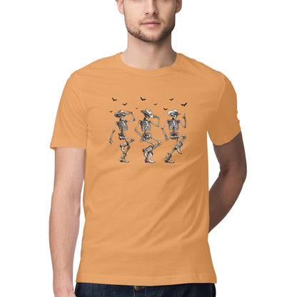 Cowboy Skeletons Dance T-Shirt Mustard Yellow Printrove
