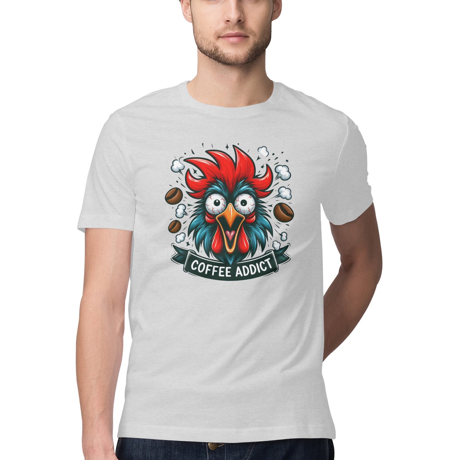 Coffee Addict T-Shirt Melange Grey Printrove