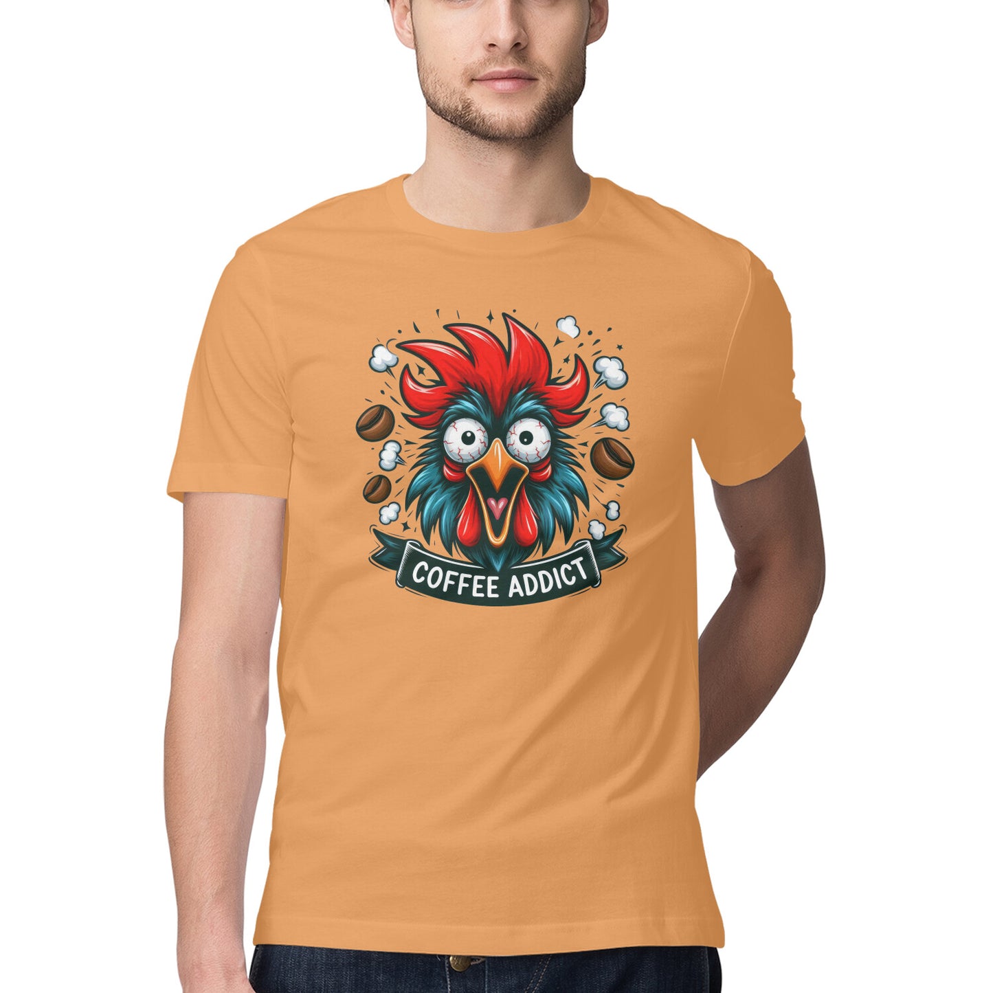 Coffee Addict T-Shirt Mustard Yellow Printrove