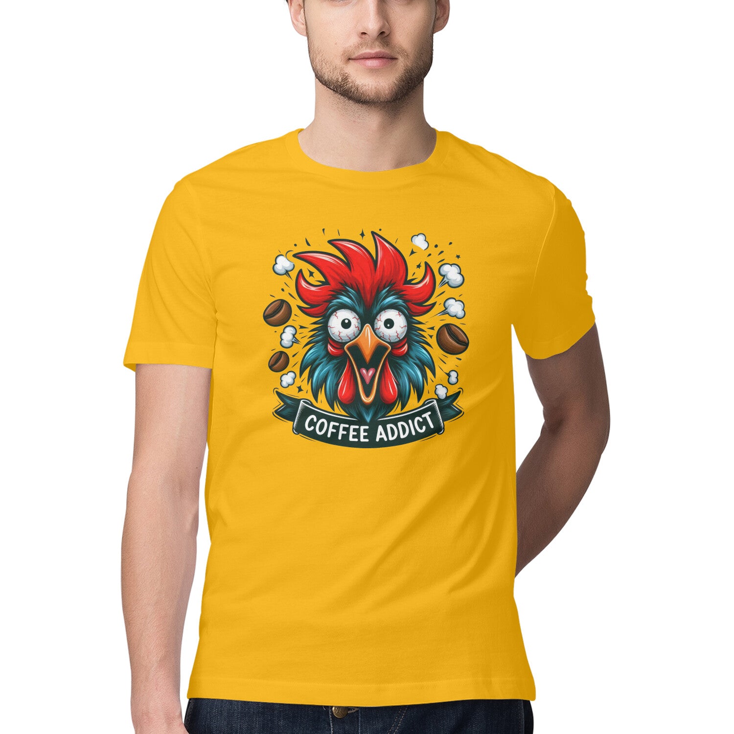 Coffee Addict T-Shirt Golden Yellow Printrove