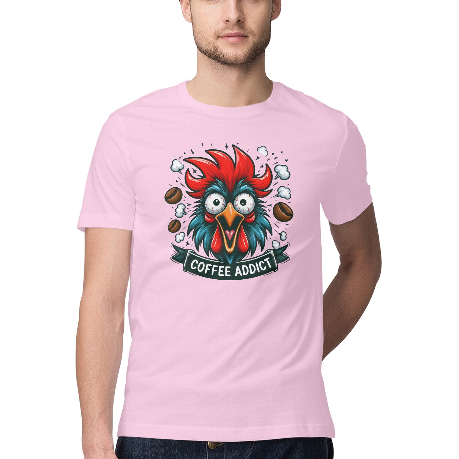 Coffee Addict T-Shirt Light Pink Printrove