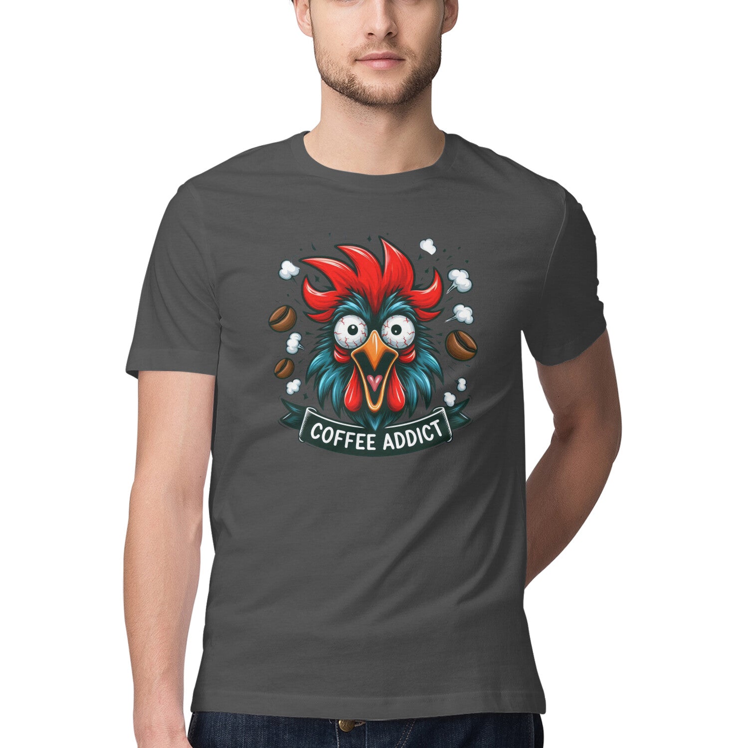 Coffee Addict T-Shirt Charcoal Grey Printrove