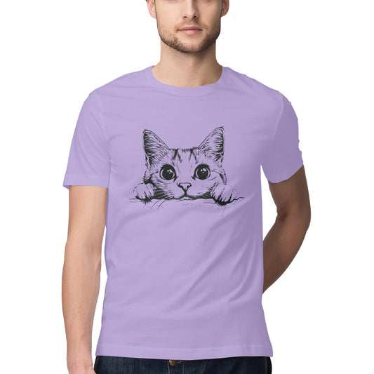Cute Cat T-Shirt Iris Lavender Printrove