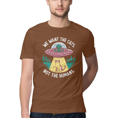 We Want The Cats T-Shirt Coffee Brown Printrove