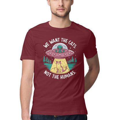 We Want The Cats T-Shirt Maroon Printrove