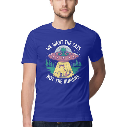 We Want The Cats T-Shirt Royal Blue Printrove
