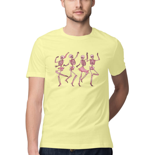 Pink Dancing Skeletons T-Shirt Butter Yellow Printrove