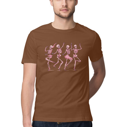 Pink Dancing Skeletons T-Shirt Coffee Brown Printrove