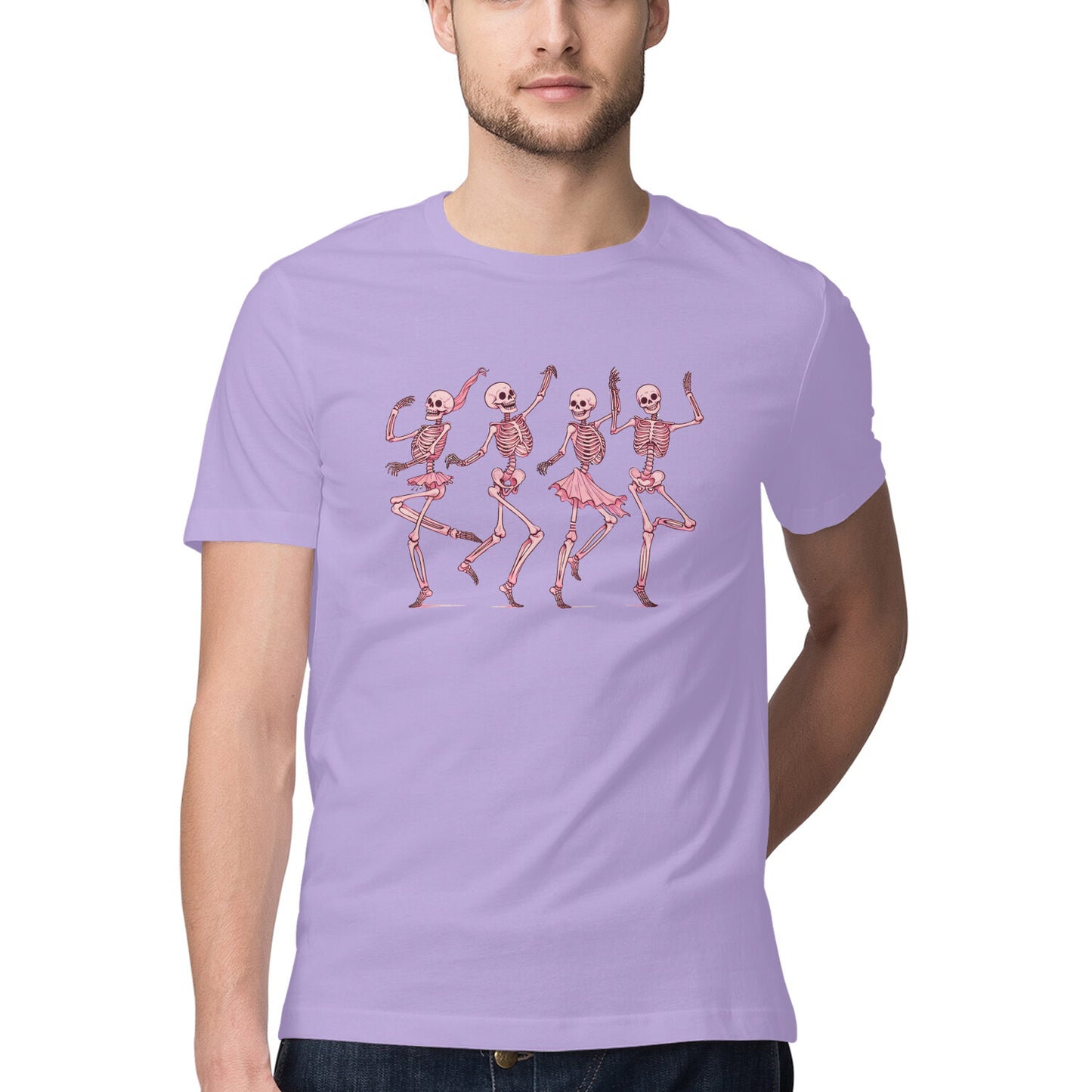 Pink Dancing Skeletons T-Shirt Iris Lavender Printrove