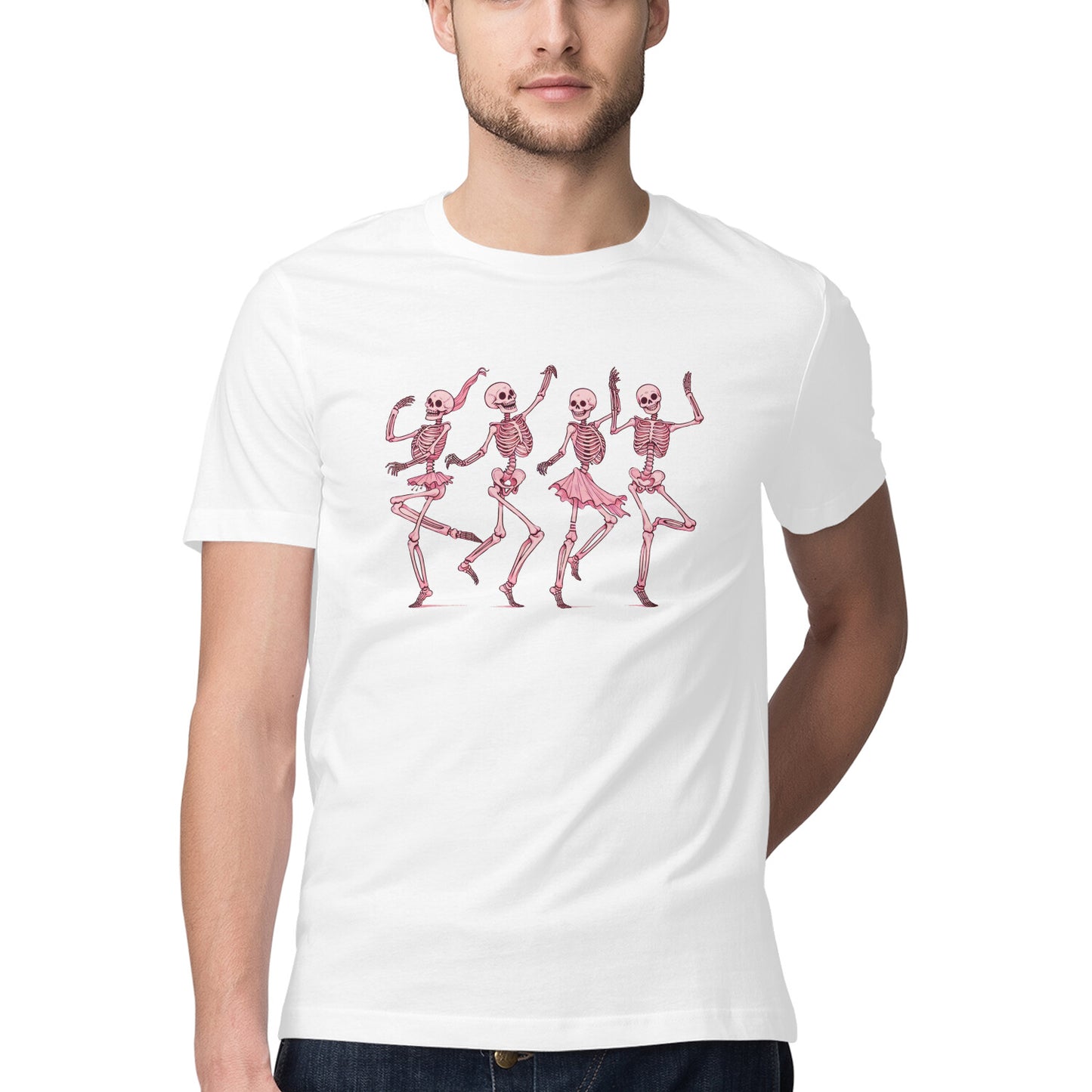Pink Dancing Skeletons T-Shirt White Printrove