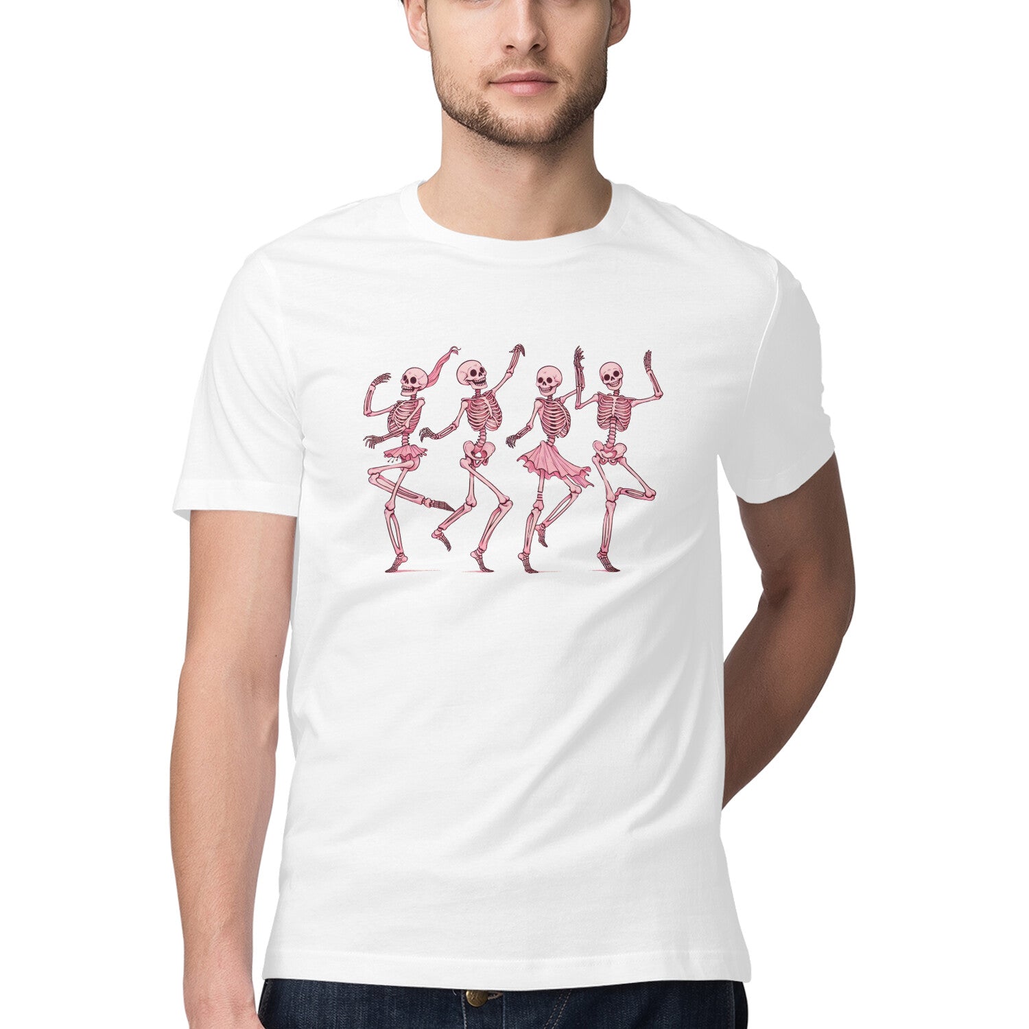 Pink Dancing Skeletons T-Shirt White Printrove