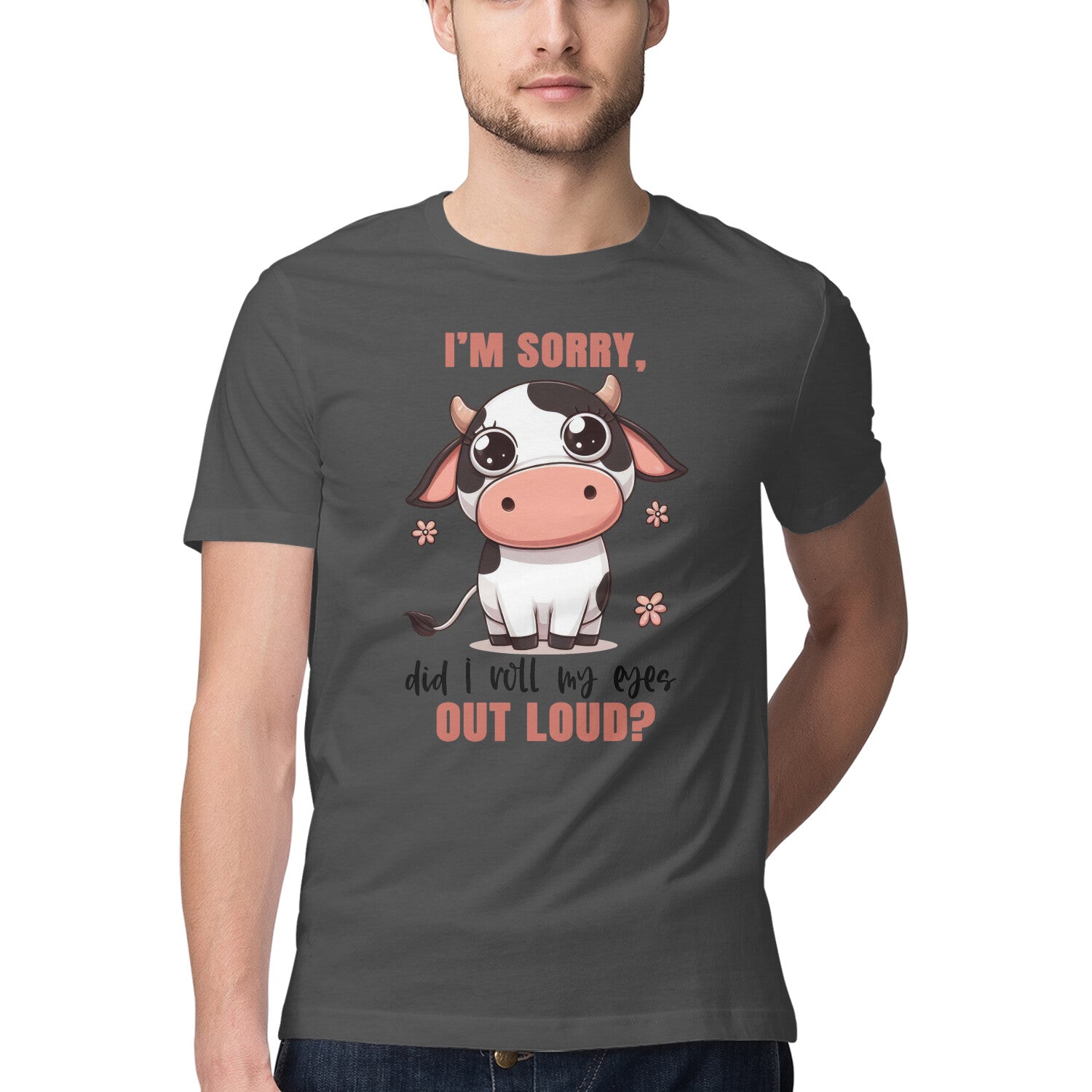 Roll My Eyes Out Loud T-Shirt Charcoal Grey Printrove