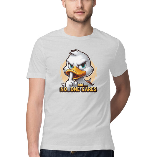 Shh No One Cares T-Shirt Melange Grey Printrove