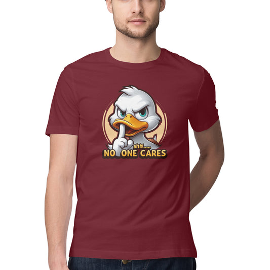 Shh No One Cares T-Shirt Maroon Printrove