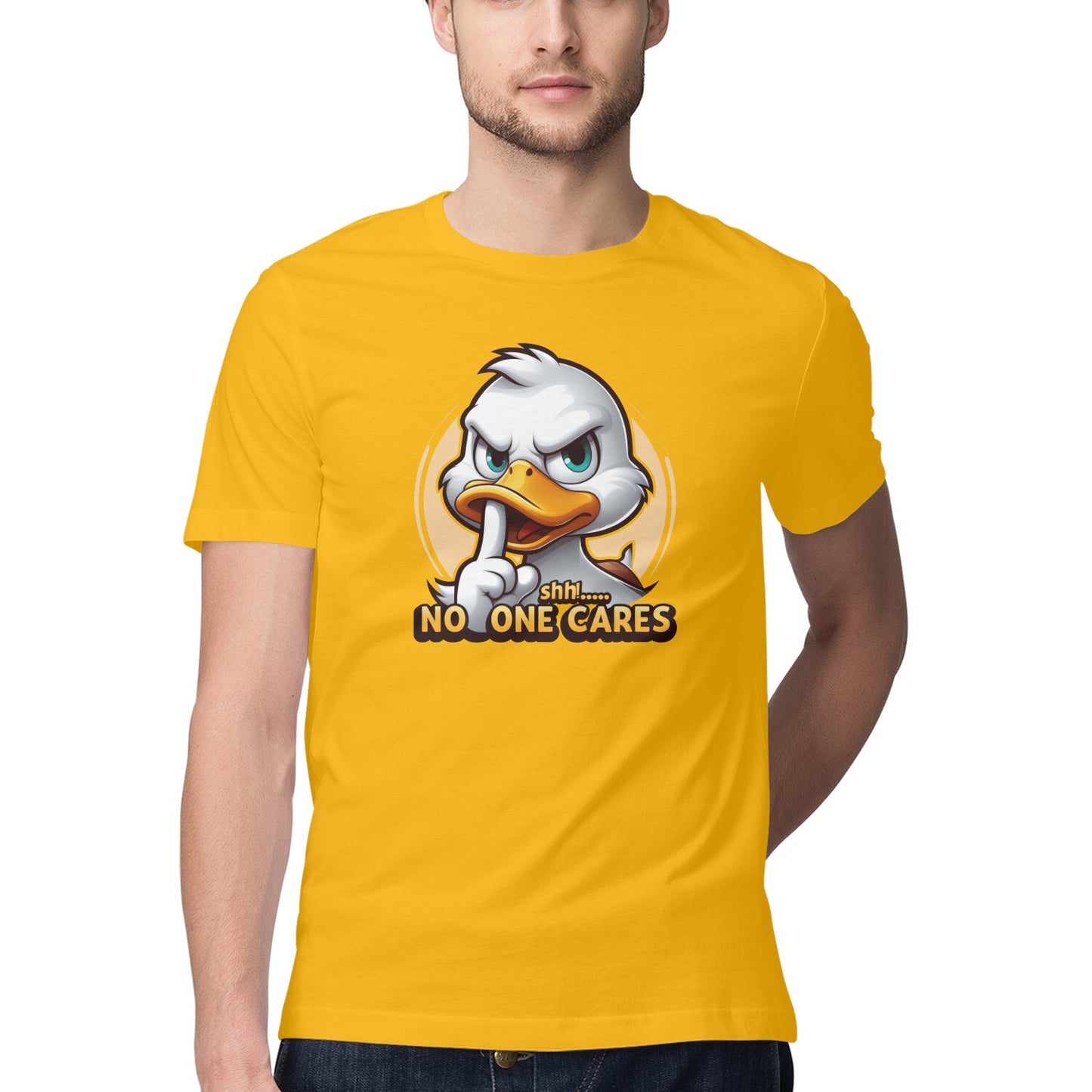 Shh No One Cares T-Shirt Golden Yellow Printrove