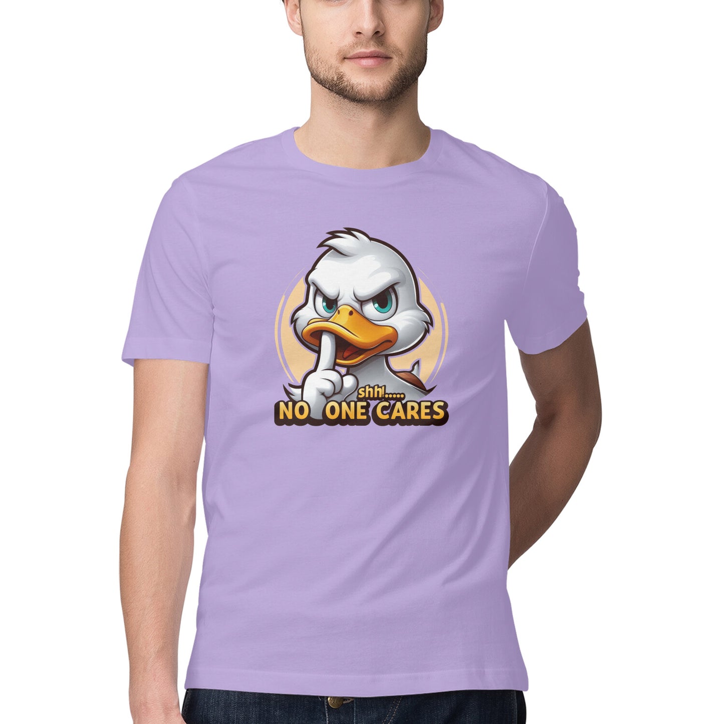 Shh No One Cares T-Shirt Iris Lavender Printrove