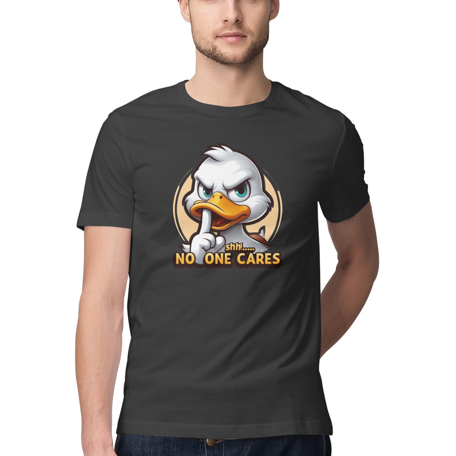 Shh No One Cares T-Shirt Black Printrove