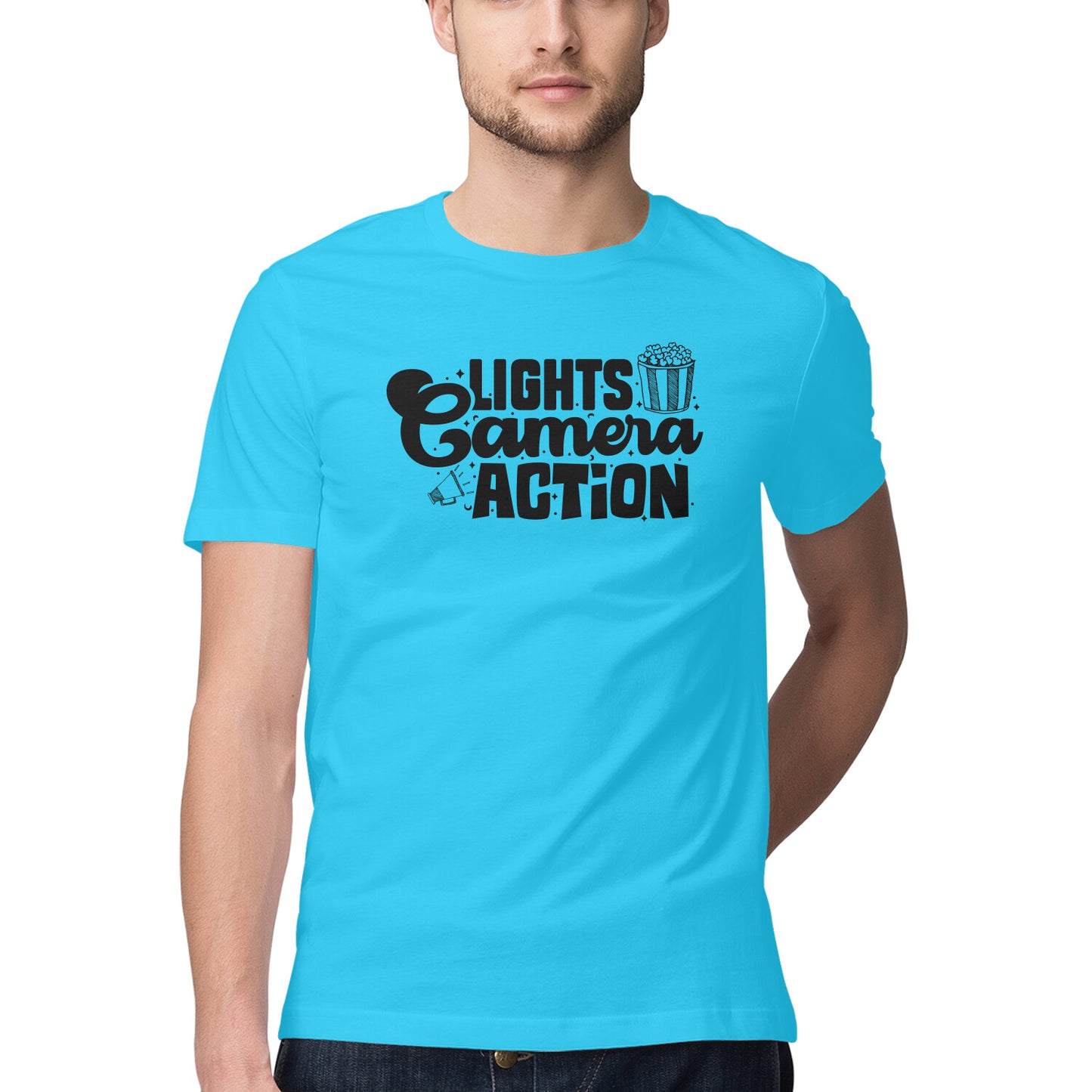 Lights Camera Action Sky Blue Printrove
