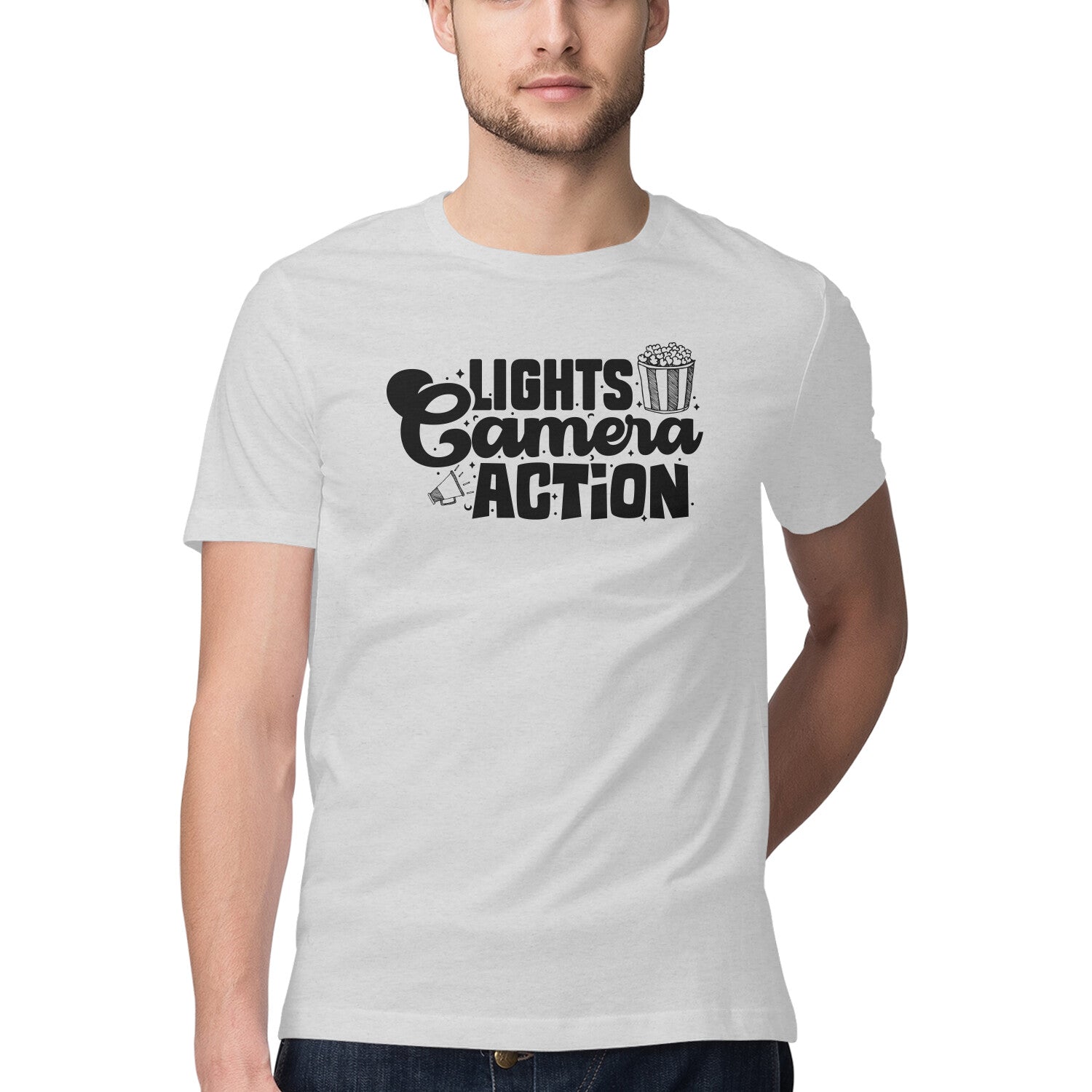 Lights Camera Action Melange Grey Printrove