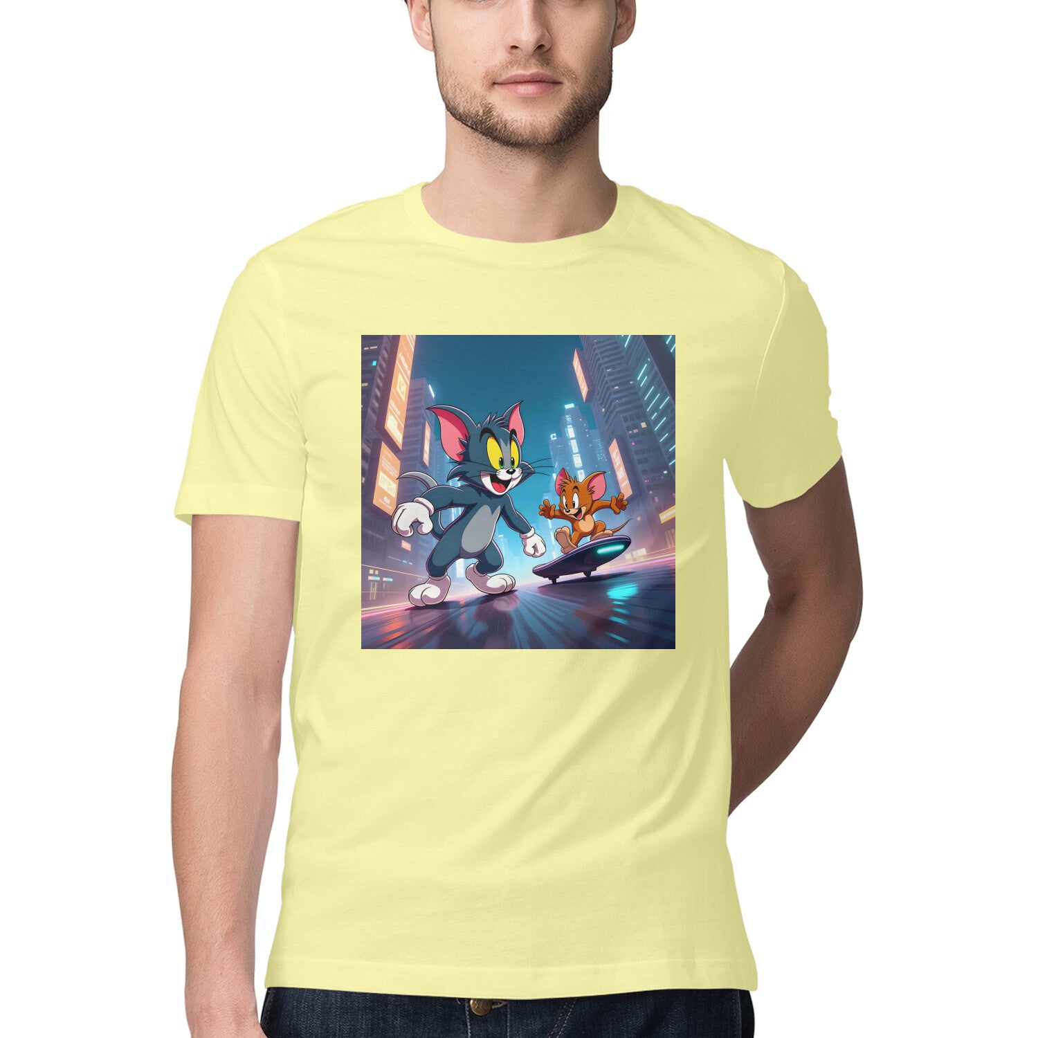 Modern Day Tom & Jerry T-Shirt Butter Yellow Printrove