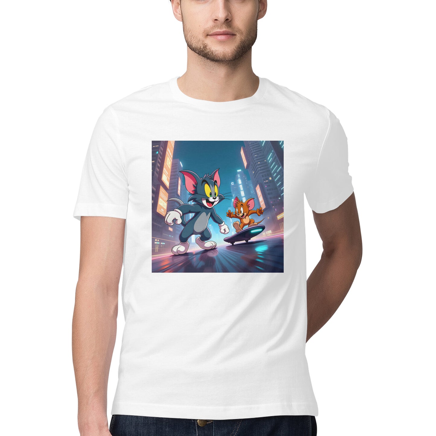 Modern Day Tom & Jerry T-Shirt White Printrove