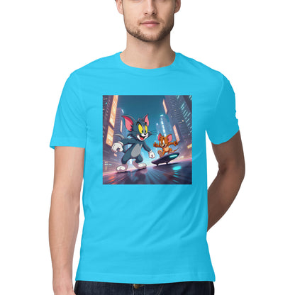 Modern Day Tom & Jerry T-Shirt Sky Blue Printrove