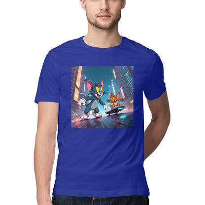 Modern Day Tom & Jerry T-Shirt Royal Blue Printrove