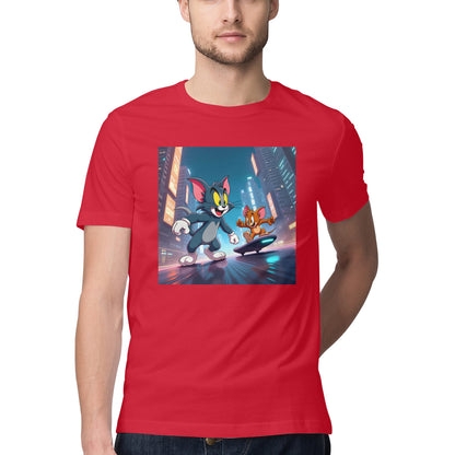 Modern Day Tom & Jerry T-Shirt Red Printrove