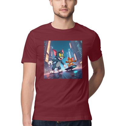 Modern Day Tom & Jerry T-Shirt Maroon Printrove