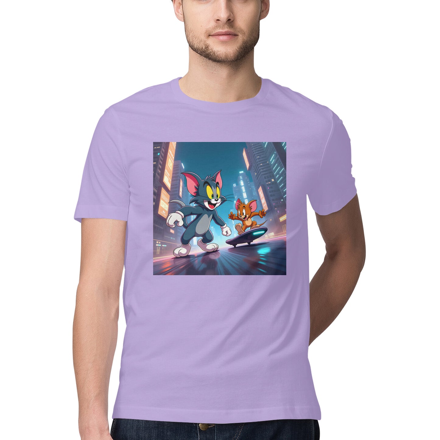 Modern Day Tom & Jerry T-Shirt Iris Lavender Printrove