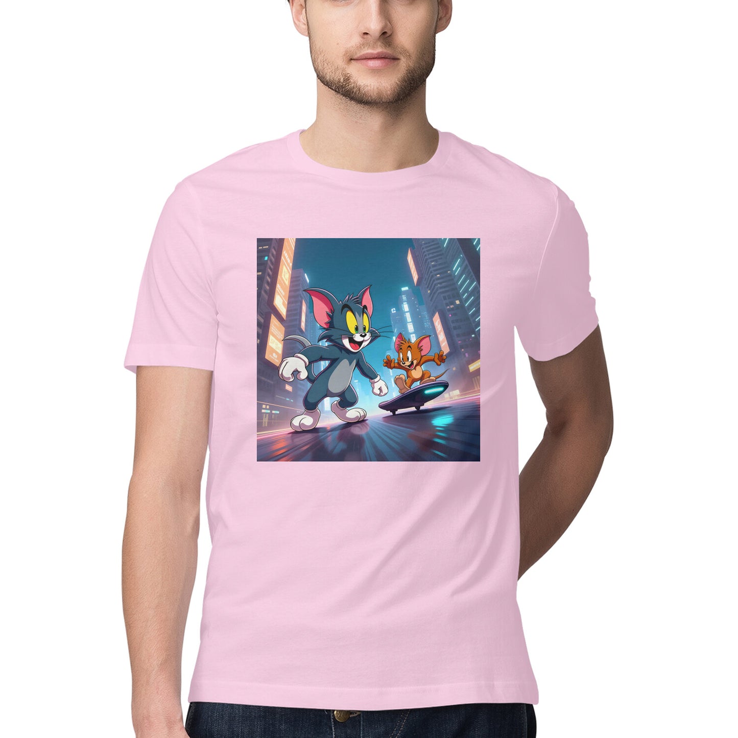 Modern Day Tom & Jerry T-Shirt Light Pink Printrove