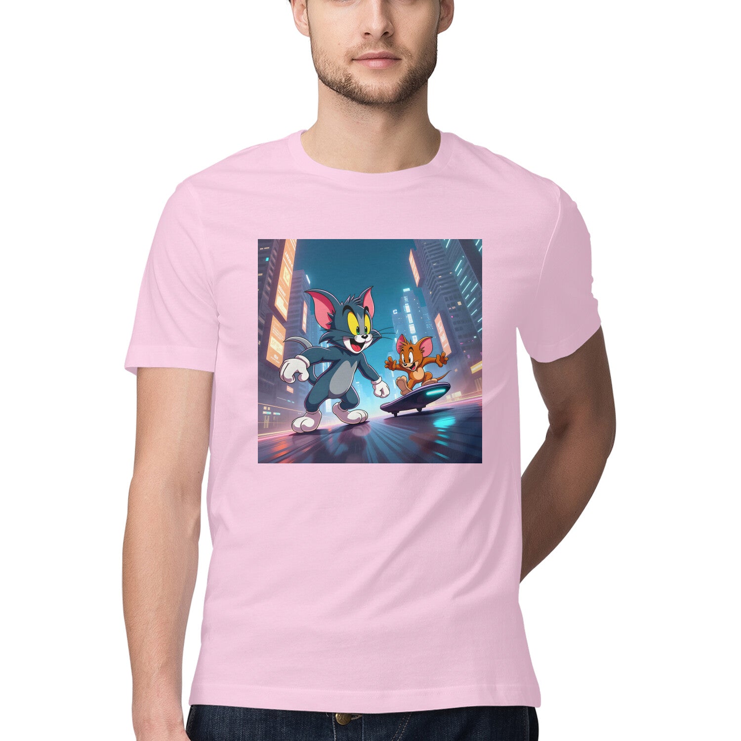 Modern Day Tom & Jerry T-Shirt Light Pink Printrove