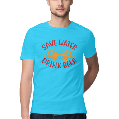 Save Water Drink Beer T-Shirt Sky Blue Printrove