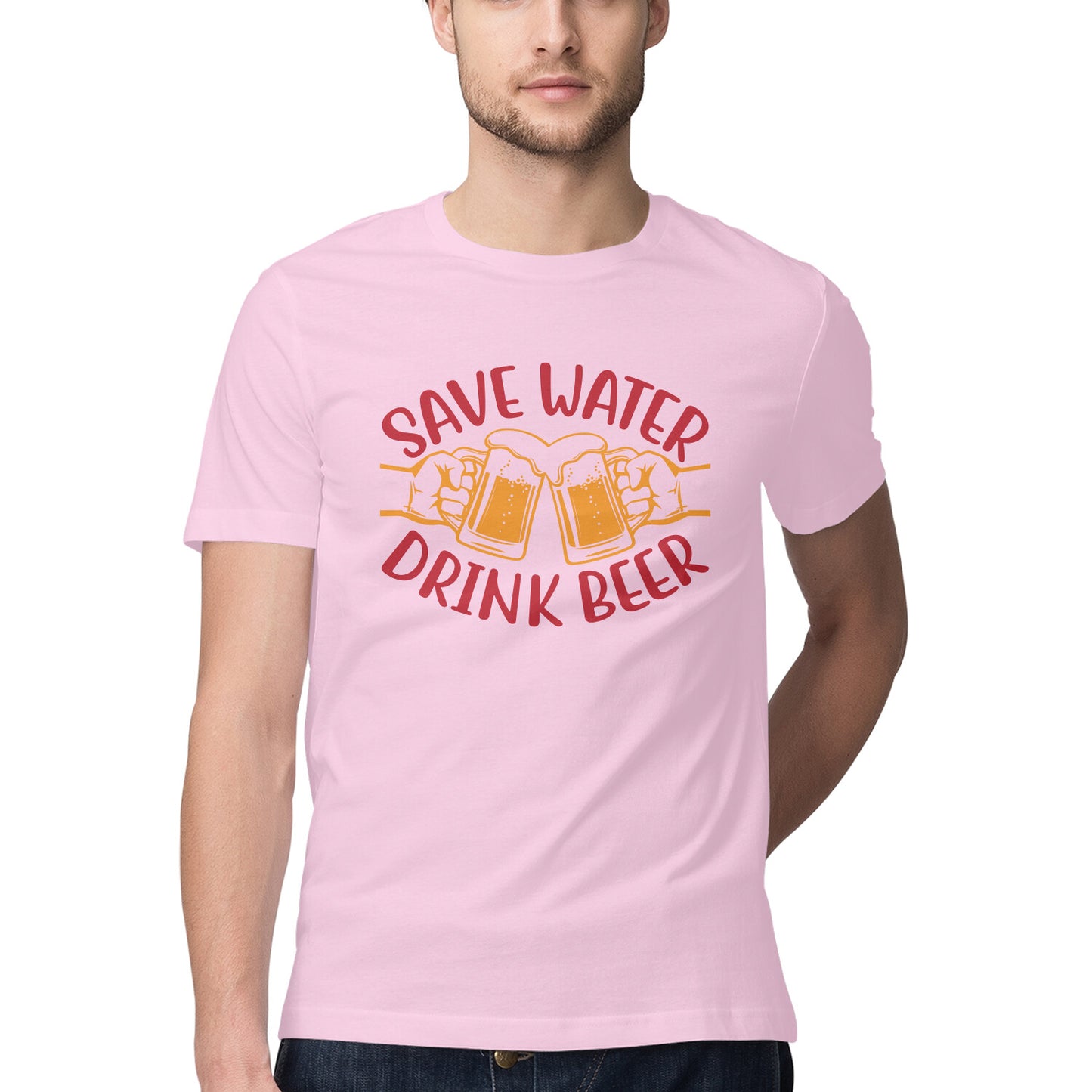 Save Water Drink Beer T-Shirt Light Pink Printrove