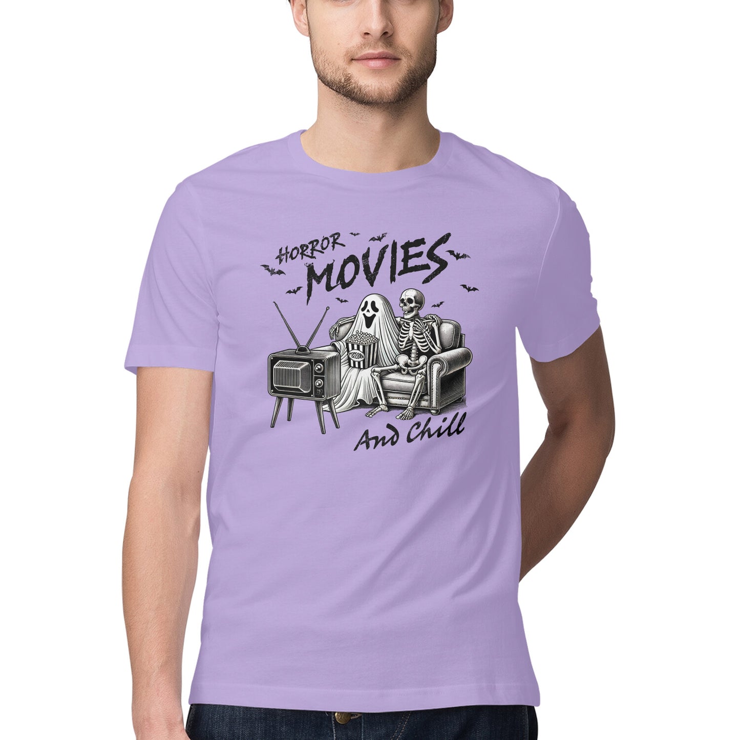 Horror Movies & Chill T-Shirt Iris Lavender Printrove