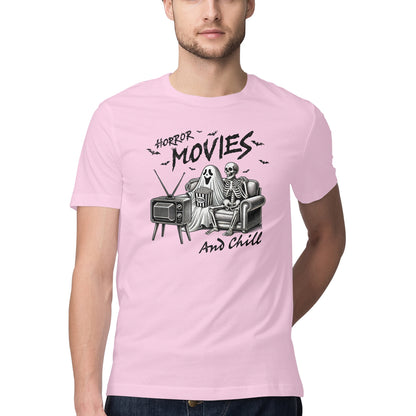 Horror Movies & Chill T-Shirt Light Pink Printrove