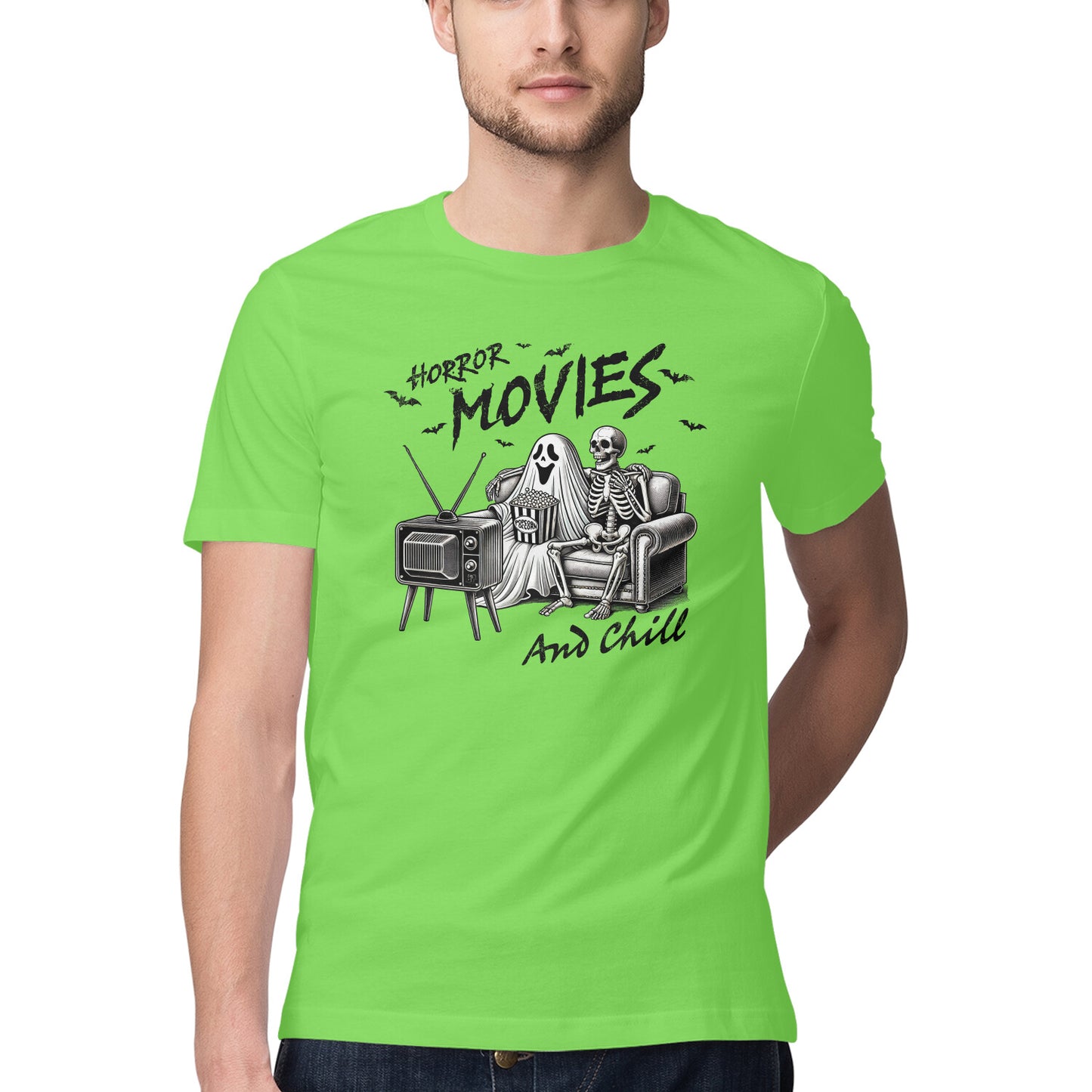 Horror Movies & Chill T-Shirt Liril Green Printrove