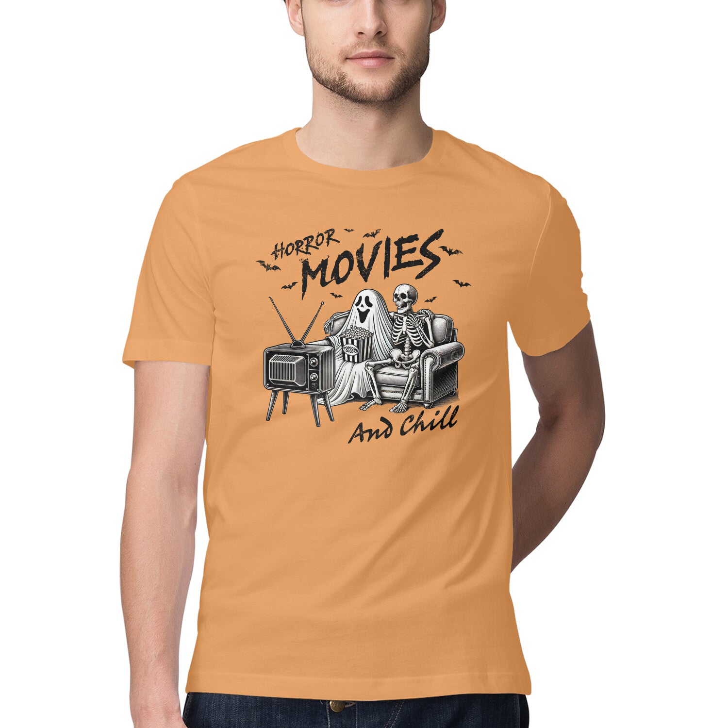 Horror Movies & Chill T-Shirt Mustard Yellow Printrove