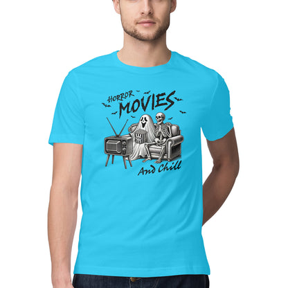 Horror Movies & Chill T-Shirt Sky Blue Printrove