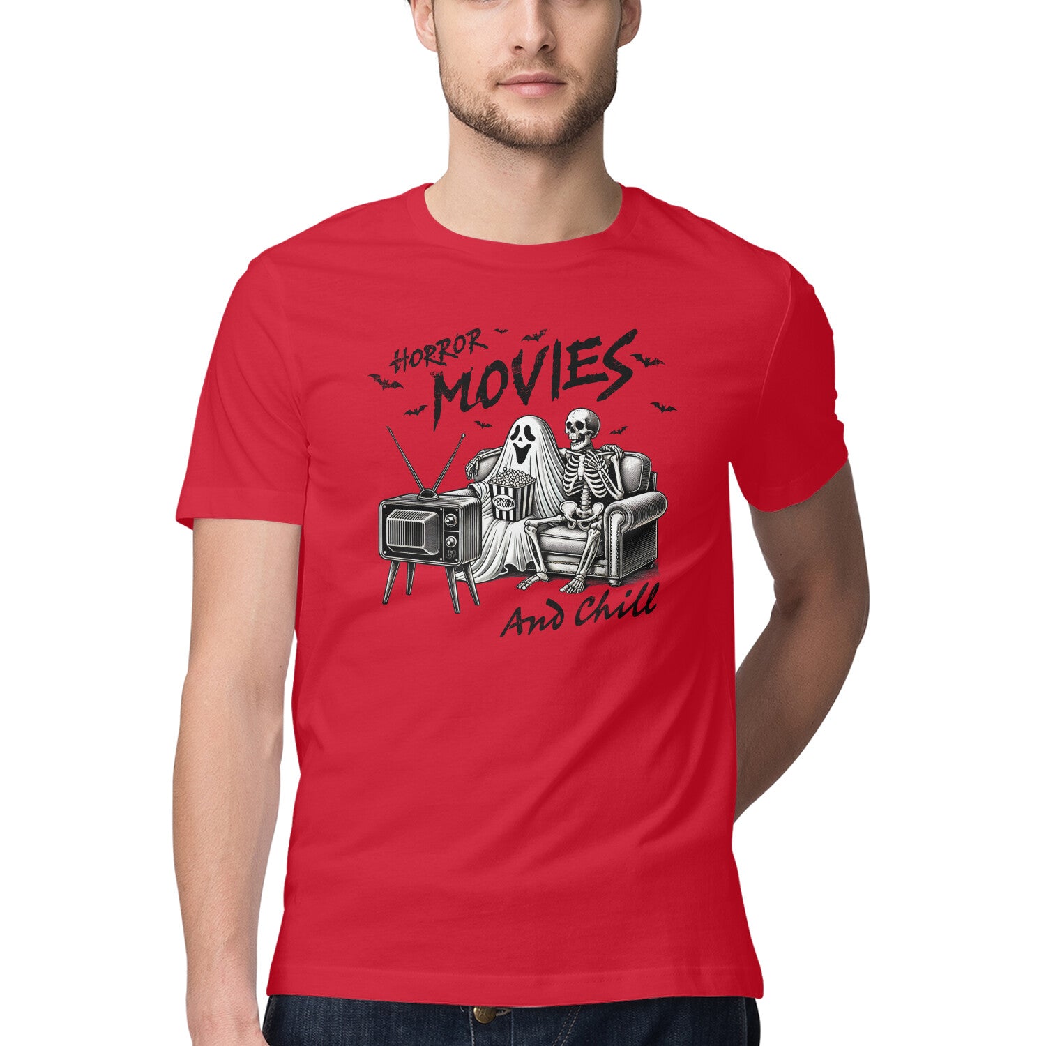 Horror Movies & Chill T-Shirt Red Printrove