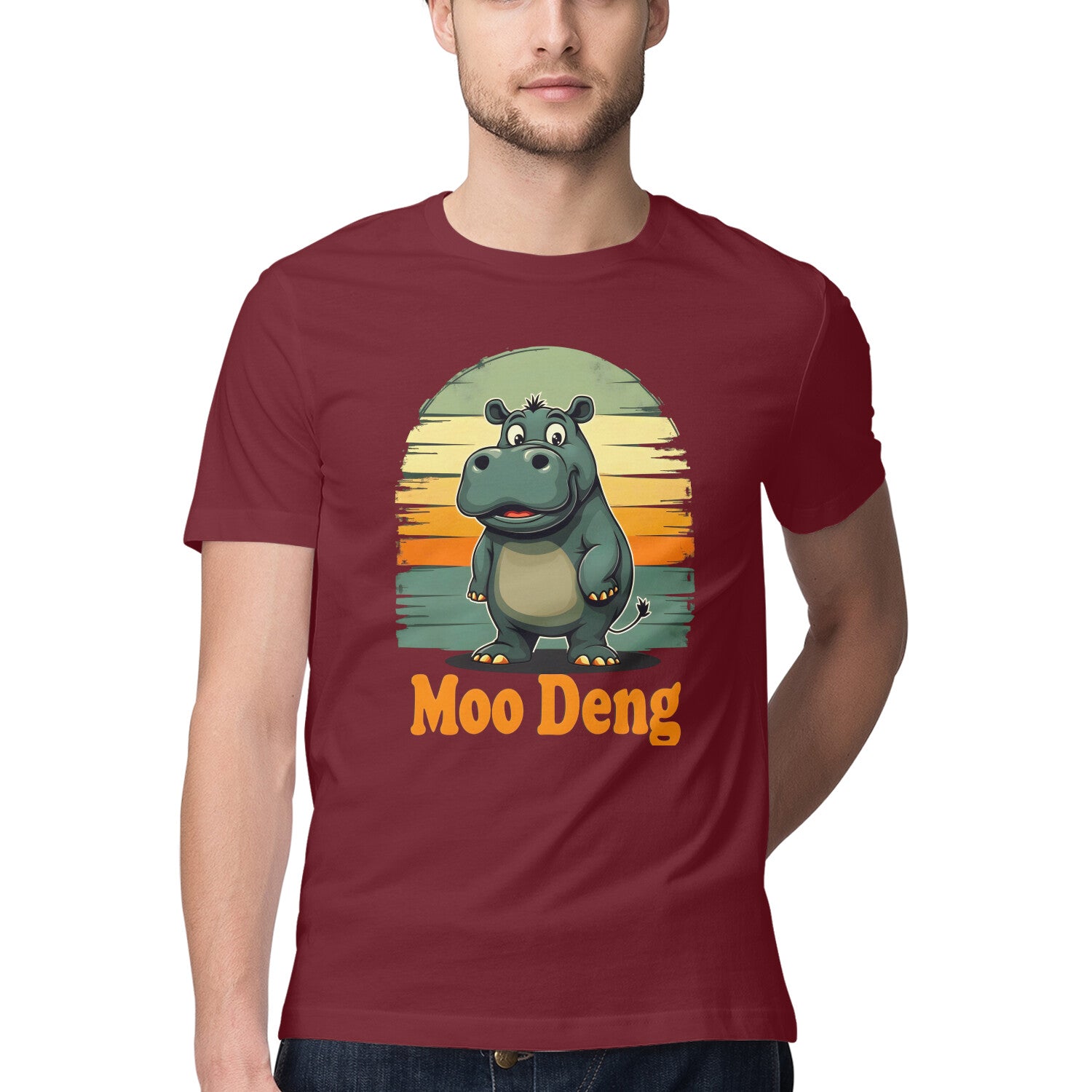 Moo Deng T-Shirt Maroon Printrove
