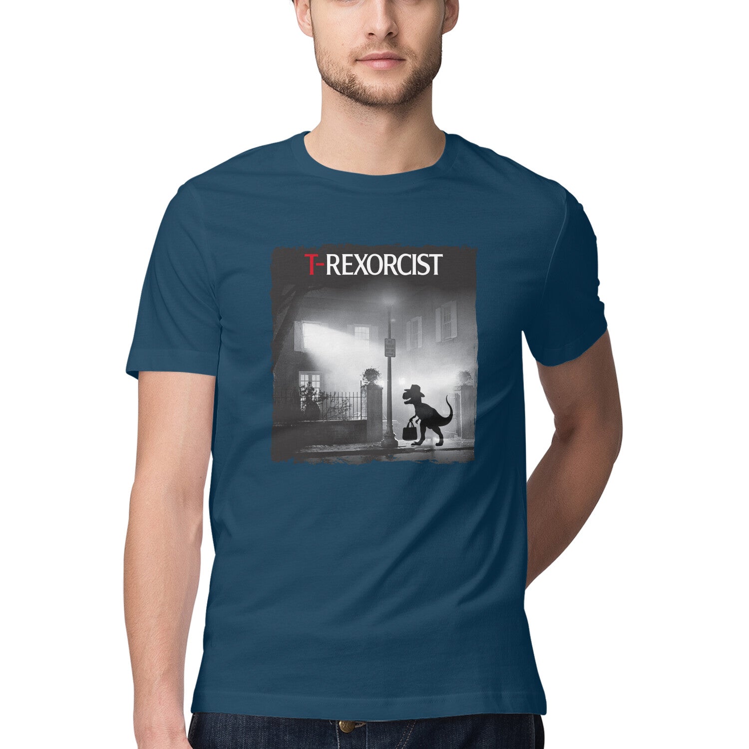 T-Rexorcist T-Shirt Navy Blue Printrove