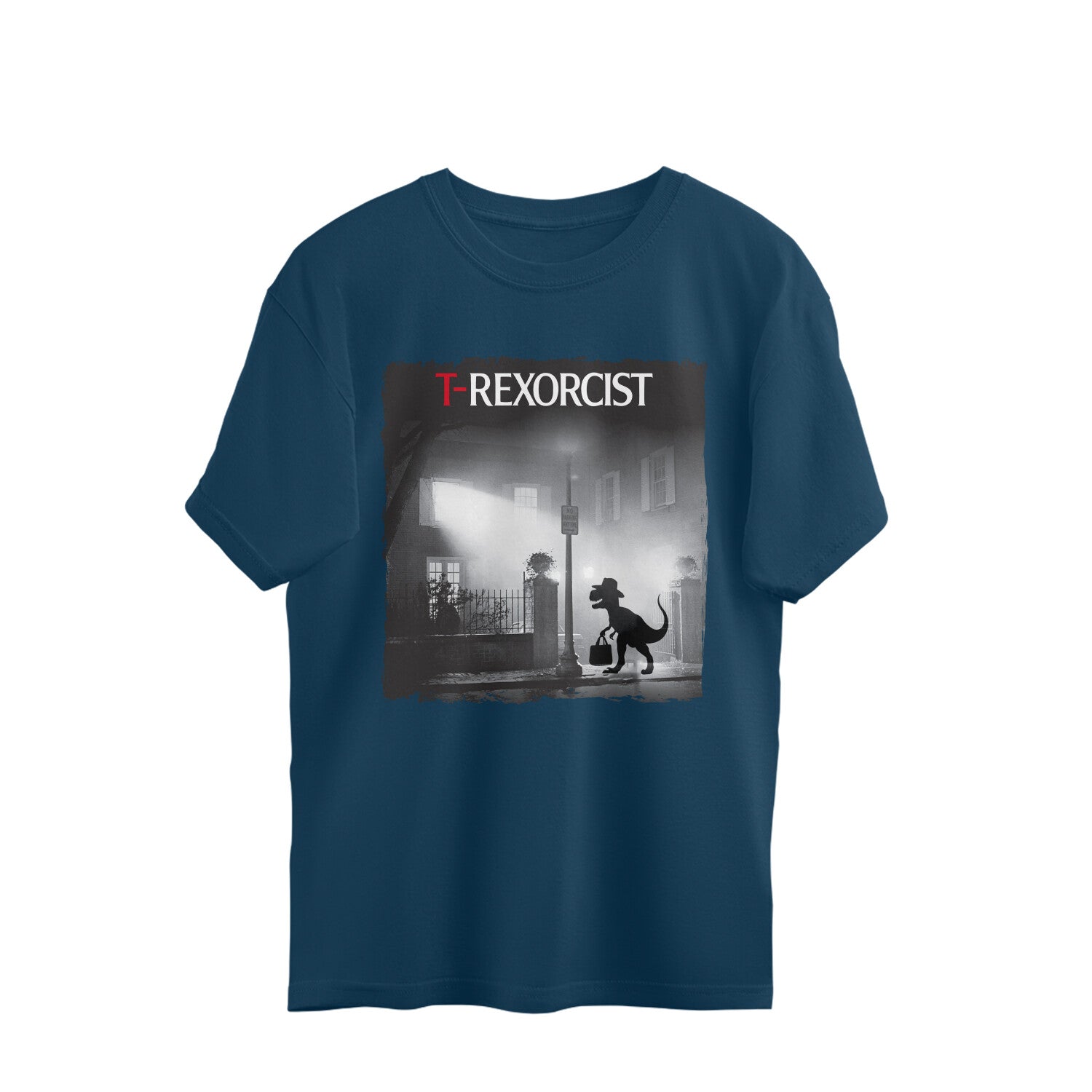 T-Rexorcist Oversized T-Shirt Navy Blue Printrove