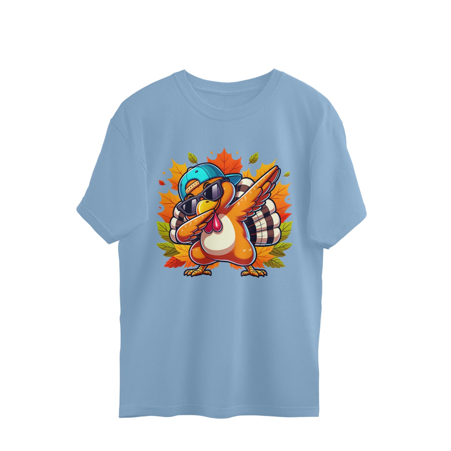 Dabbing Turkey Oversized T-Shirt Baby Blue Printrove